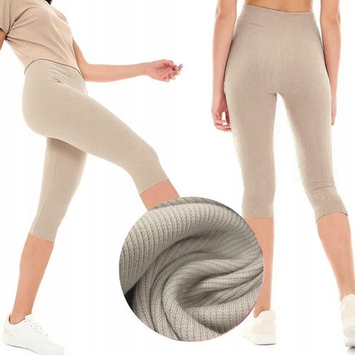 LEGGINSY BAWEŁNIANE KOLARKI getry RYBACZKI 3/4 PRĄŻKOWANE KRYJĄCE - XL/XXL na Arena.pl