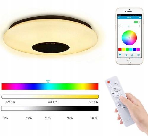 Lampa plafon LED RGB GŁOŚNIK Bluetooth 40w + PILOT na Arena.pl
