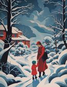 Plakat 50x65cm Matka i Dziecko w Śnieżnej Krainie