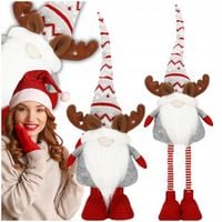 Skrzat Gnom Krasnal Świąteczny Teleskopowy Duży Wysoki 80cm Regulowany XXL