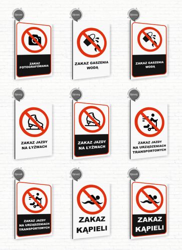Tabliczka znak informacyjny 20x15 Biała ZAKAZ SKAKANIA DO WODY Nierdzewna na Arena.pl