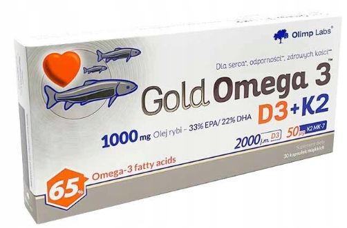 OLIMP GOLD OMEGA 3 D3 + K2 WITAMINA D 2000 j.m 30 kapsułek zdjęcie 1