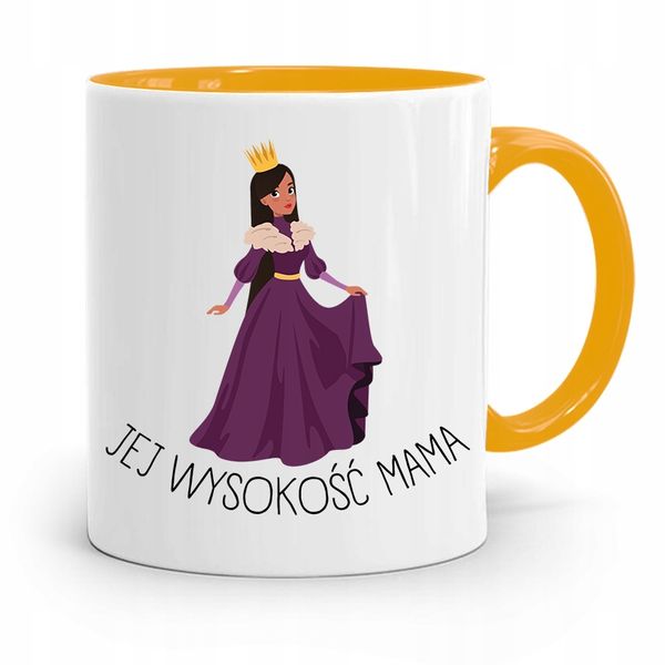 Kubek Żółty Prezent Dla Mamy Jej Wysokość Mama Z Nadrukiem Ze Zdjęciem zdjęcie 1