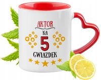 Kubek Czerwony Z Uszkiem W Kształcie Serca Dla Aktora Na Prezent