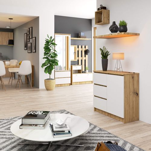 KOMODA K80 JERRY 1D 3SZ PK DĄB ARTISAN / BIAŁA na Arena.pl