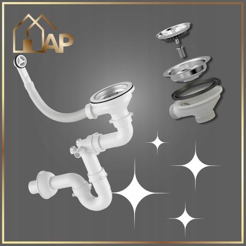 SYFON PRZYŚCIENNY do Zlewu Odpływ CHROM Jednokomorowy z Przelewem na Arena.pl