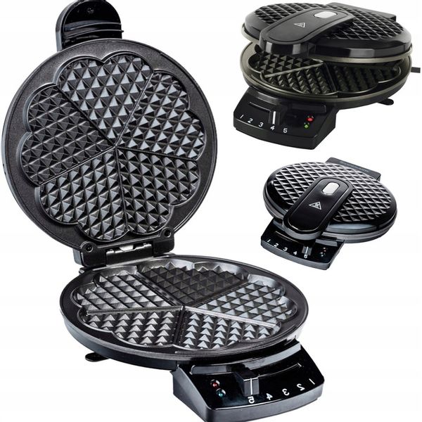 Gofrownica Ravanson GR-7010 1200 W czarne serce pyszne gofry zdjęcie 1