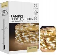Ciepły Biały Lampki Choinkowe 100M Światełka na Szpuli 1000microLED