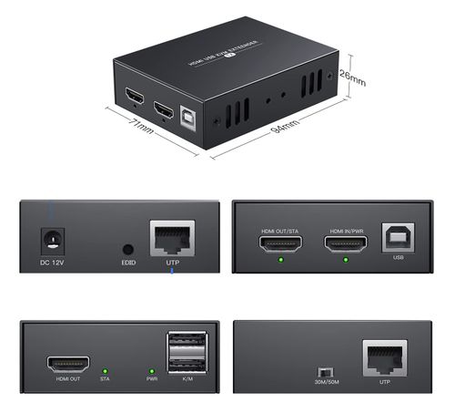 NIEKOMPLETNY Przedłużacz HDMI PWAYTEK KVM Ethernet 45m Cat5e/6 POWYSTAWOWY na Arena.pl