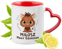 Kubek Czerwony Z Uszkiem W Kształcie Serca Dla Miłosza Na Prezent
