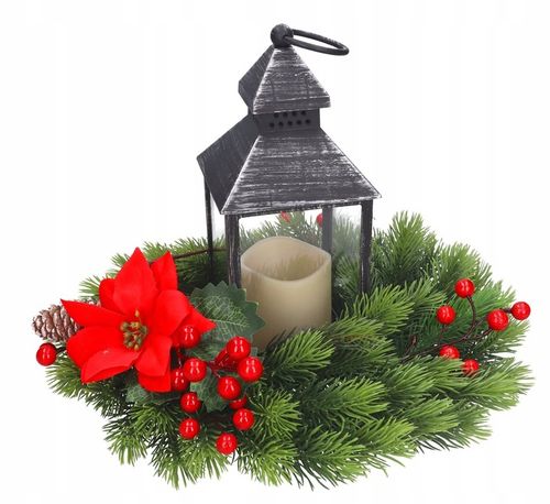 WIANEK ŚWIERKOWY ŚWIĄTECZNY ADWENTOWY STROIK WIENIEC JAK ŻYWY DUŻY PREMIUM na Arena.pl