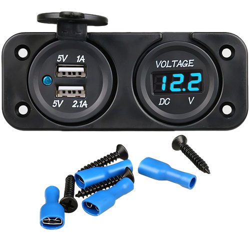 Dodatkowy Panel Gniazdo 2x USB 2A Woltomierz 2W1 Do Samochodu na Arena.pl