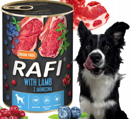 karma mokra dla psów rafi z jagnięciną, borówką i żurawiną 400g - 6 szt. na Arena.pl