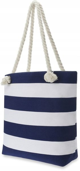 TORBA PLAŻOWA Duża Torebka SHOPPER Na Plaże Zakupy Piknik Pojemna Paski XL zdjęcie 2