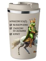 KUBEK TERMICZNY Premium beżowy WALENTYNKI prezent Książę ŻABA KT_293