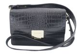 Modna torebka skórzana - CROCO - Czarna