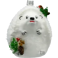 Bombka choinkowa szklana: Jeż z leśnymi ozdobami, szyszkami i mchem