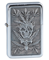 Elegancka Zapalniczka Benzynowa Gentelo z Motywem Liścia i Czaszki