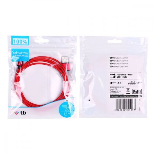 TB Kabel USB-Micro USB 1.5 m czerwony sznurek na Arena.pl