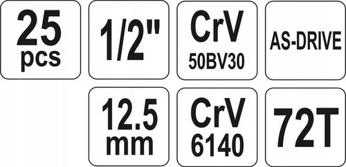 ZESTAW NARZĘDZIOWY 25CZ. 1/2" na Arena.pl