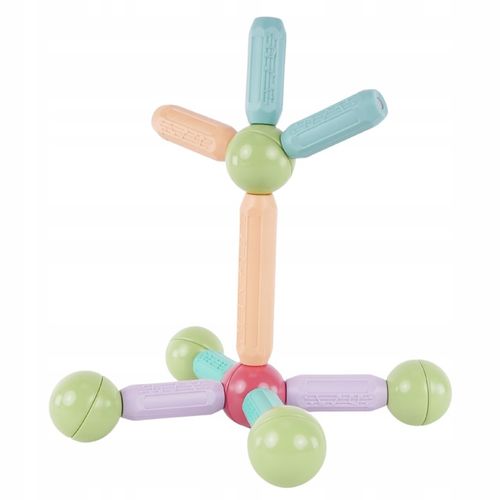 Klocki Magnetyczne Duże Konstrukcyjne Dla Dzieci 36 el Kuferek Kulki Zestaw na Arena.pl