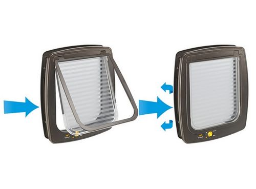 Brązowe drzwiczki z blokadą otwierania dla średnich i dużych psów Swing 15 na Arena.pl