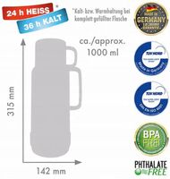 NIEMIECKI termos ROTPUNKT 80 1,0 L SZKLANY WKŁAD Termiczny+kubek niezawodny