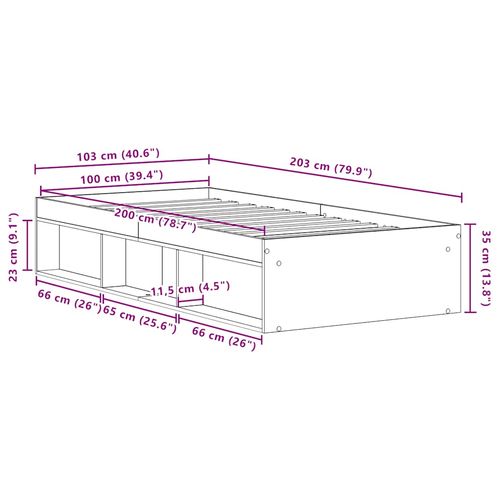 Łóżko bez materaca, czarny dąb, 100x200 cm na Arena.pl