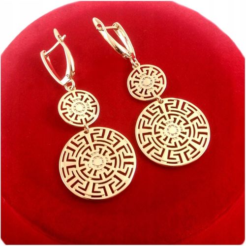 POZŁACANE KOLCZYKI ZE STALI CHIRURGICZNEJ WZÓR GRECKI WISZĄCE, ZJAWISKOWE na Arena.pl