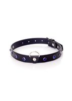fetish b   series collar   2 cm navy blue crystal