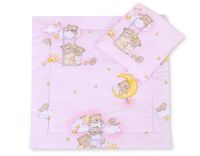 Pościel do wózka z wypełnieniem kołderka i poduszka - Misie na różu