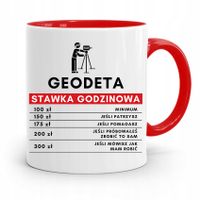 Kubek Czerwony Dla Geodety Stawka Godzinowa Z Nadrukiem Ze Zdjęciem