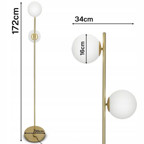 Złota Lampa Stojąca Podłogowa Lampka LED 2X G9 Kula Do Czytania na Arena.pl