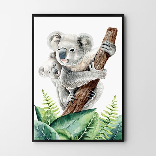 Plakat miś koala zielone liście 21x29,7 cm A4 na Arena.pl
