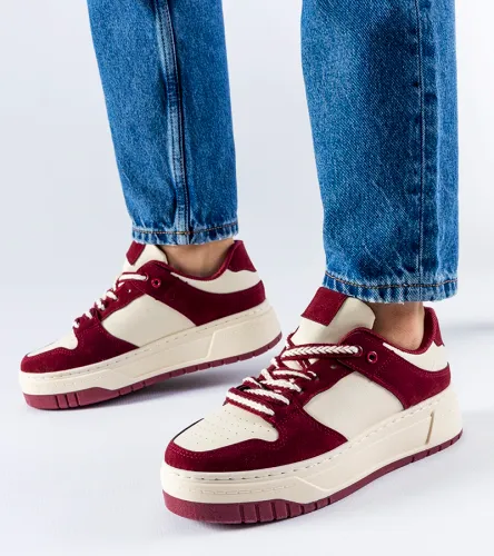 Bordowe sneakersy na platformie Crim 40 na Arena.pl