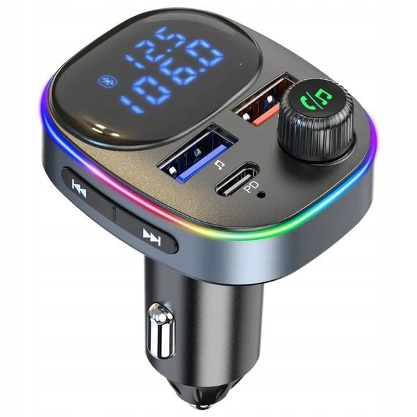 TRANSMITER BLUETOOTH FM SAMOCHODOWY SZYBKA ŁADOWARKA USB USB-C AUX zdjęcie 11