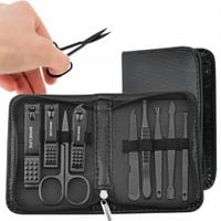 ZESTAW PRZYBORNIK PEDICURE MANICURE PAZNOKCI DUŻY 9W1 ETUI AKCESORIA PILNIK