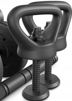HANTLE BITUMICZNE REGULOWANE 2x5KG + SZTANGA = ZESTAW 10KG + KETTLEBELL na Arena.pl