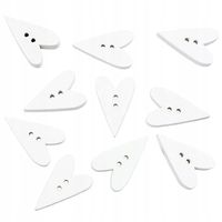 Guzik drewniany SERCE biały 10szt.