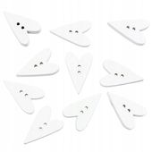 Guzik drewniany SERCE biały 10szt.