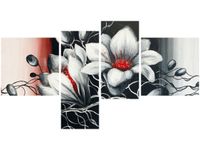 100 55CM OBRAZ 4 ELEM KWIECISTA SZAROŚĆ PŁÓTNO DRUK