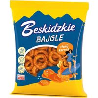 BESKIDZKIE BAJGLE smak SŁONY KARMEL 200g wegańskie chrupiące Aksam