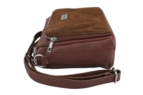 Codzienna torebka ze skóry naturalnej z zamszem - Brązowa na Arena.pl