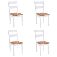 Krzesła jadalniane, 4 szt., białe, lite drewno kauczukowca