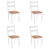 Krzesła jadalniane, 4 szt., białe, lite drewno kauczukowca