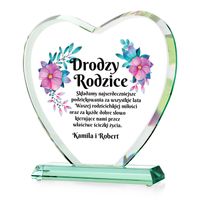 STATUETKA SERCE ze szkła Podziękowania dla Rodziców w dniu Ślubu + GRAWER