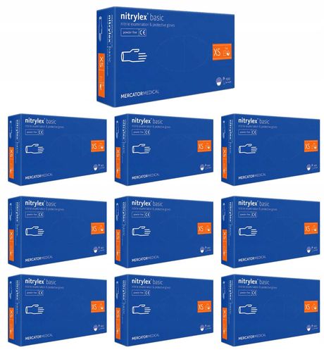 rękawice nitrylowe 100 szt. nitrylex basic dark blue 6-xs - 10 kpl. na Arena.pl