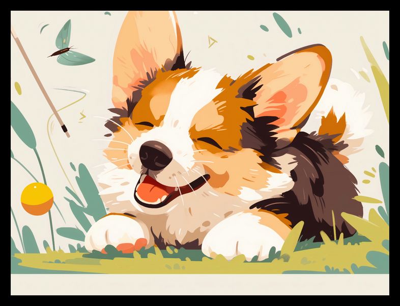 Plakat 40x30cm Beztroski Corgi zdjęcie 2