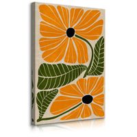 Obraz Na Płótnie Pomarańczowe Kwiaty Liście Styl Boho Natura 40cm x 50cm