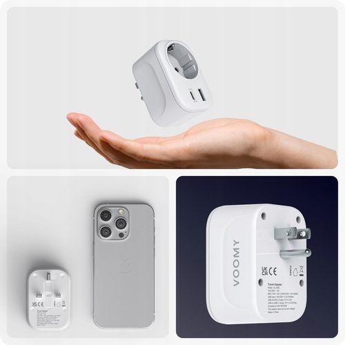 VOOMY Uniwersalna Przejściówka Gniazda USA EU Ładowarka USB i USB-C na Arena.pl